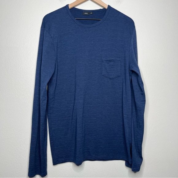 Onia Men Shirt Sweatshirt Small Navy Blue Long Sleeve Crewneck‎ Stretch Relaxed - Picture 1 of 9